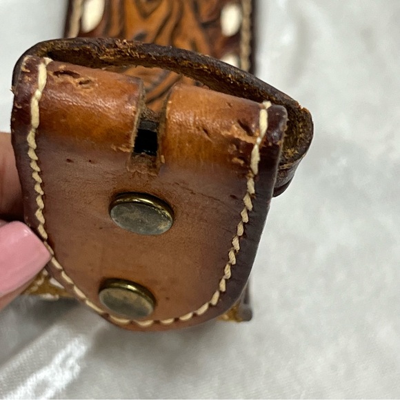 Vintage Brazos Joe Tooled Leather Belt with Margaret stamped on back - Picture 12 of 13